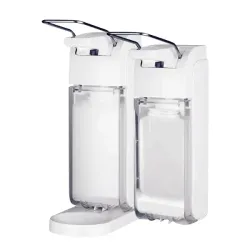 Universele dispenser voor 500 en 1000 ml flessen, met armbeugel